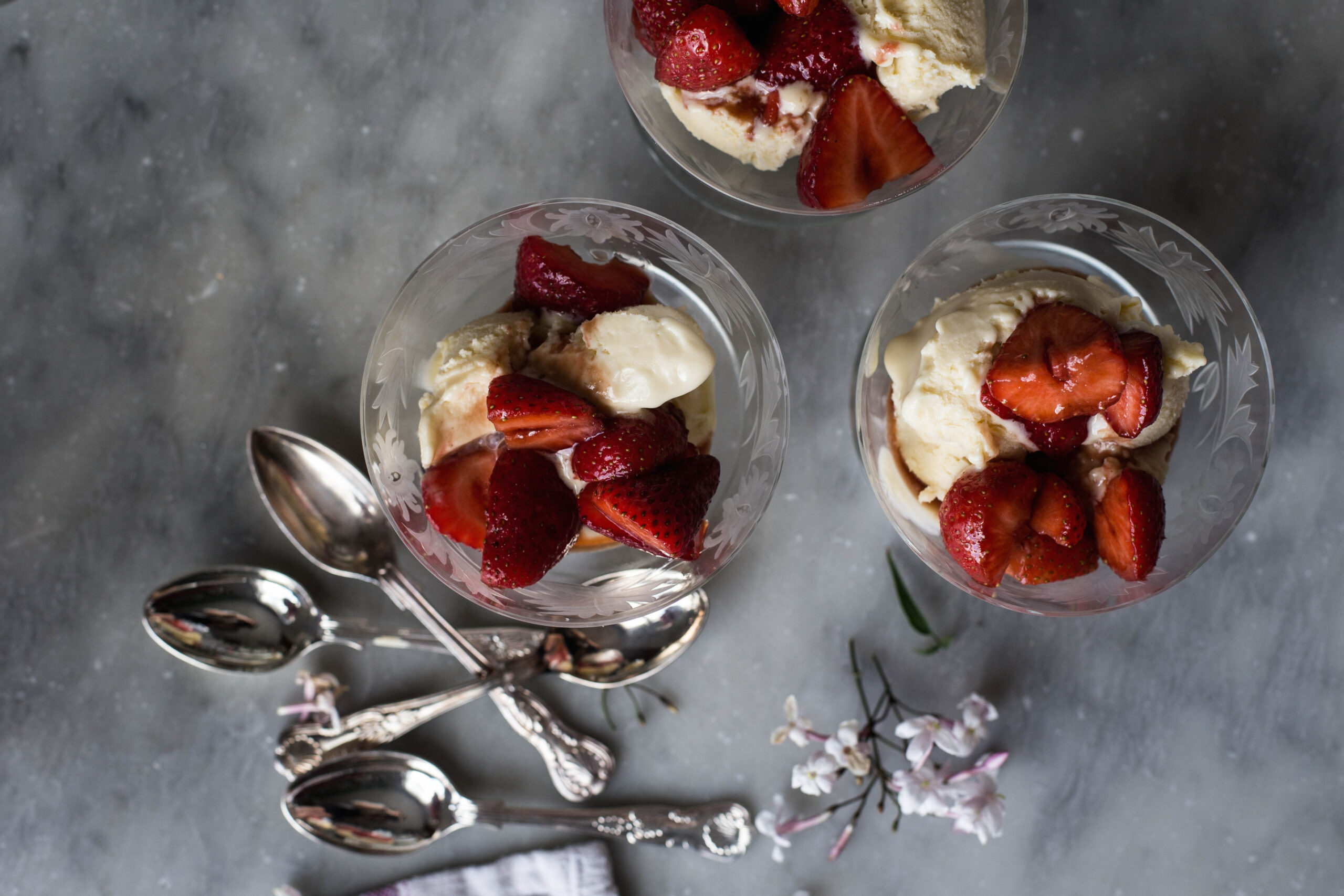 Ricotta Ice Cream with Balsamic Strawberries