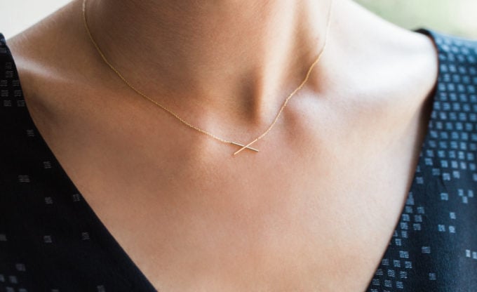 Real gold delicate necklace sale