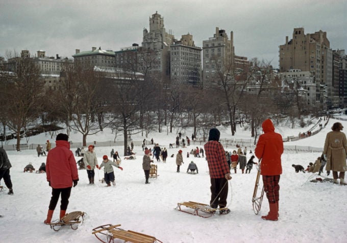 Sledding in NYC by Elliott Erwitt