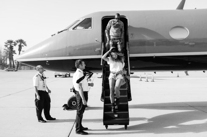 Beyoncé and Jay Z getting off a private plane