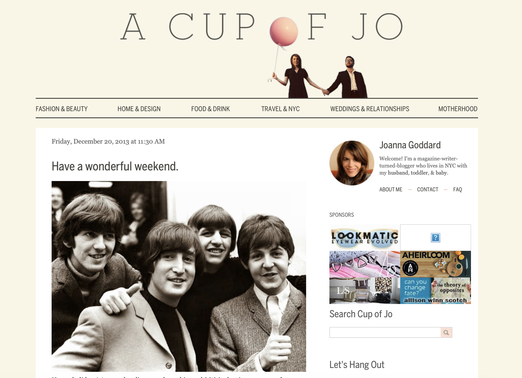 Daily lifestyle blog for women - A Cup of Jo - Bloggers Fame