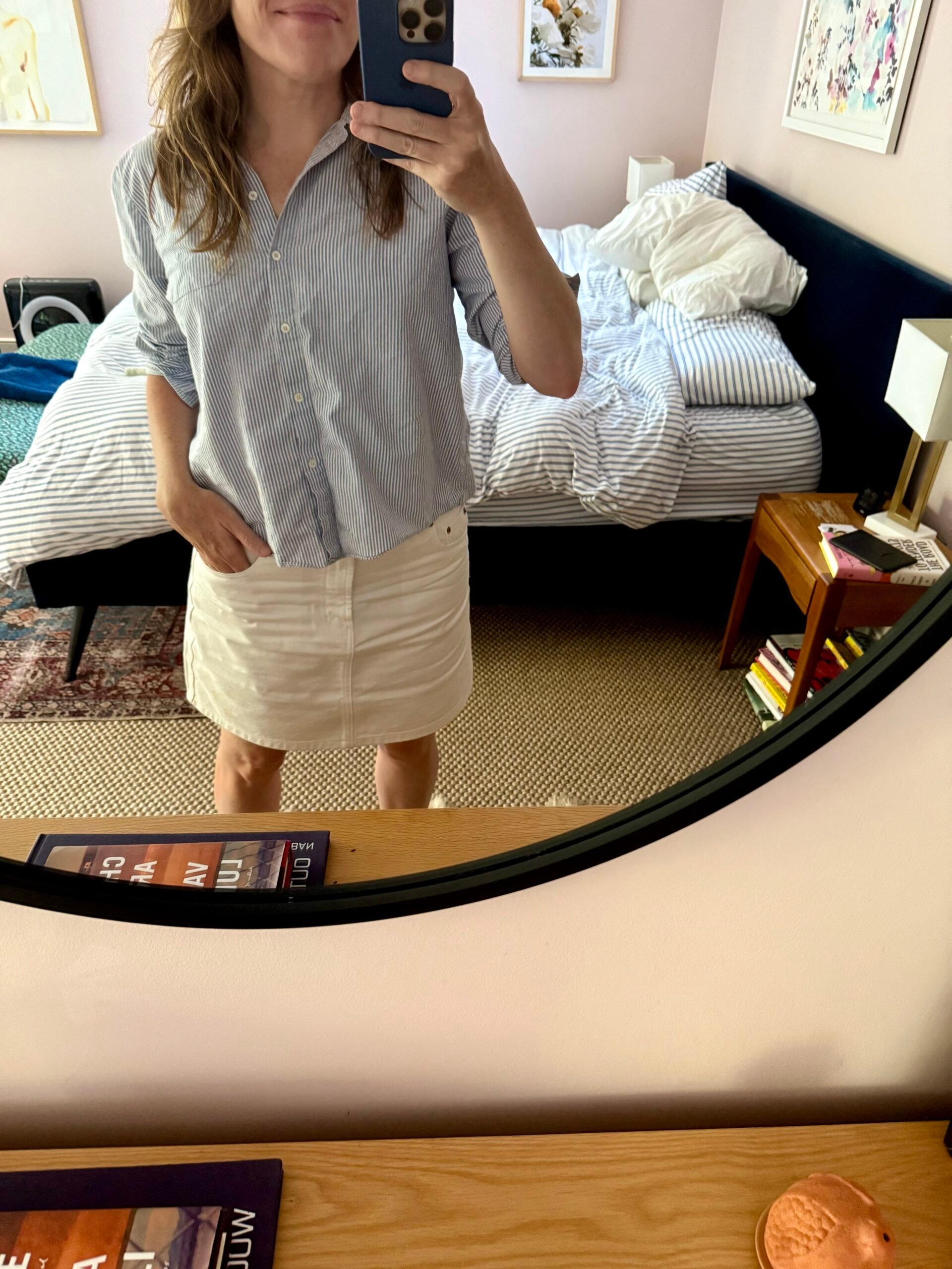 Joanna Goddard Alex mill white mini skirt
