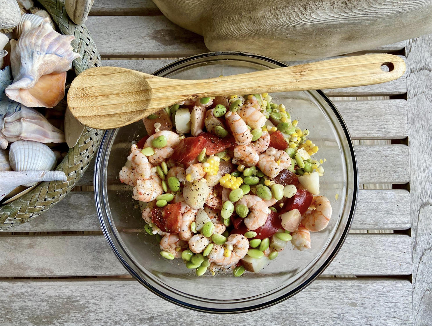 Warm Shrimp Salad with Tomatoes and Butter Beans