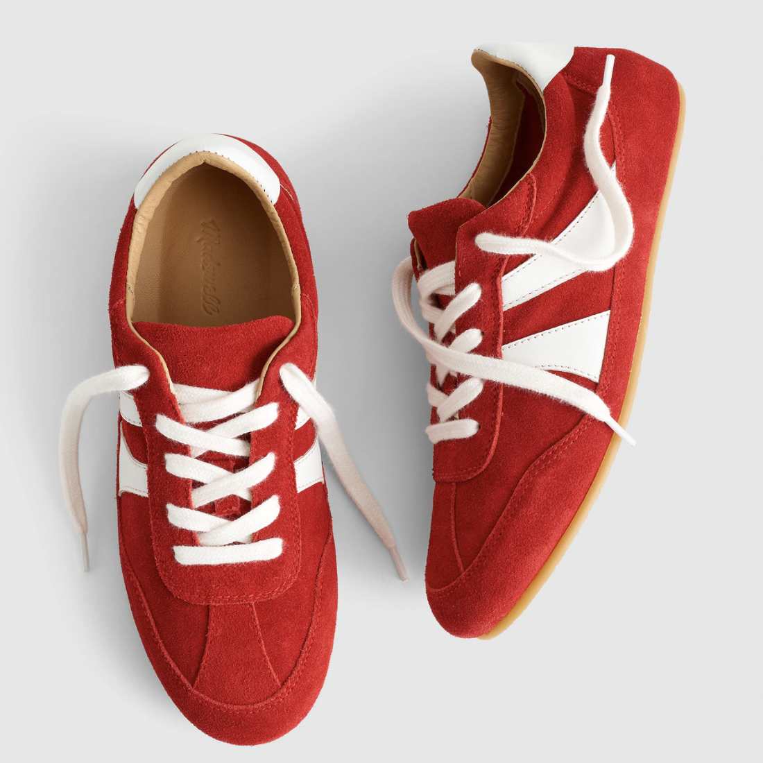 madewell red suede sneakers