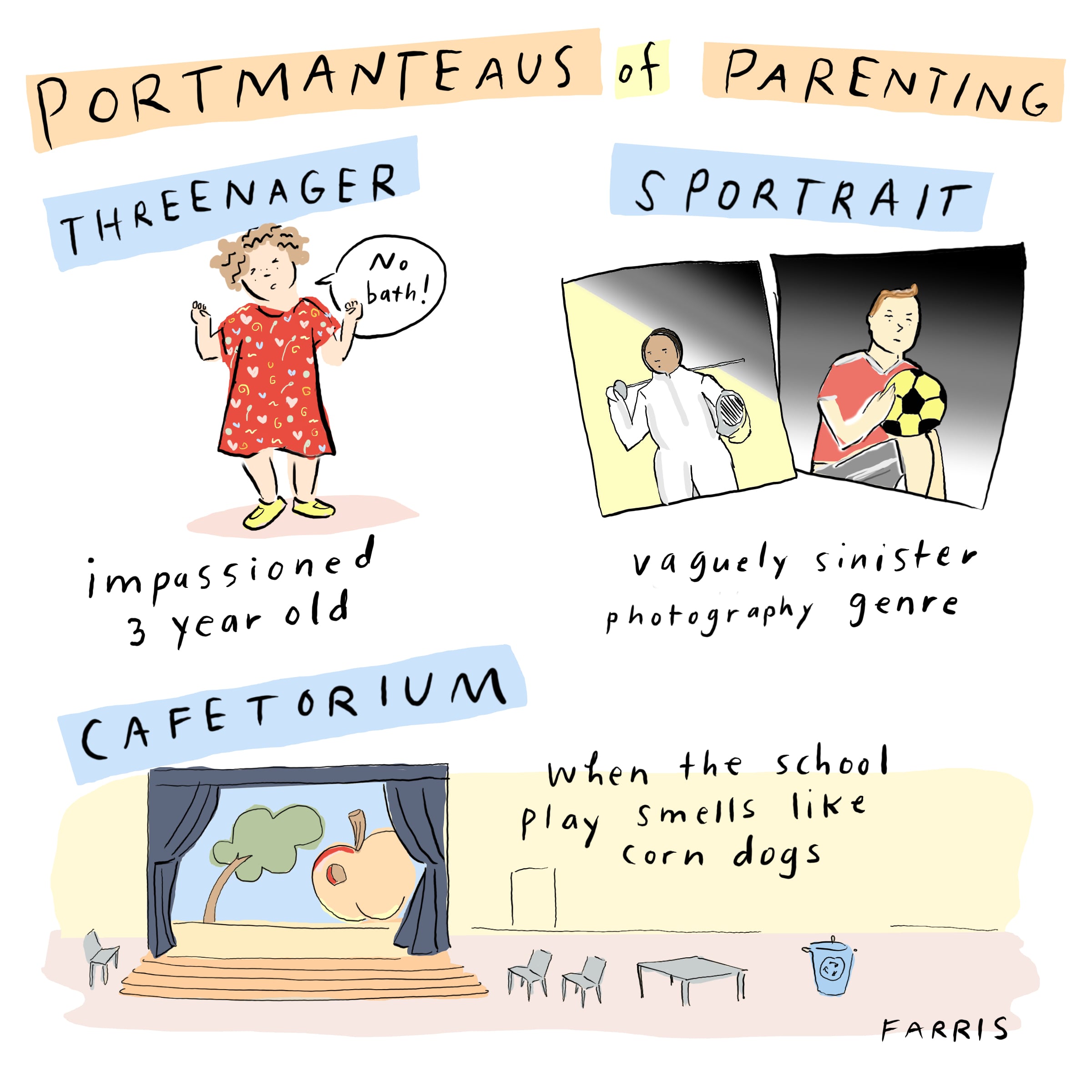 Portmanteaus of Parenting Threenager Sportrait Grace Farris
