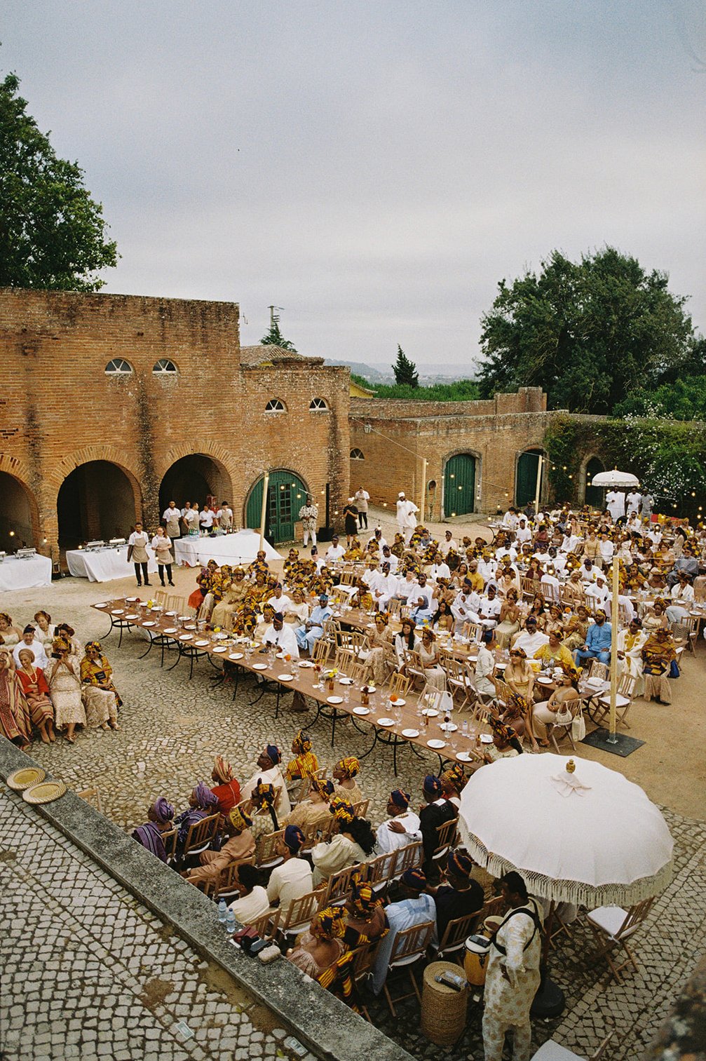 a colorful Nigerian wedding with lots of dancing