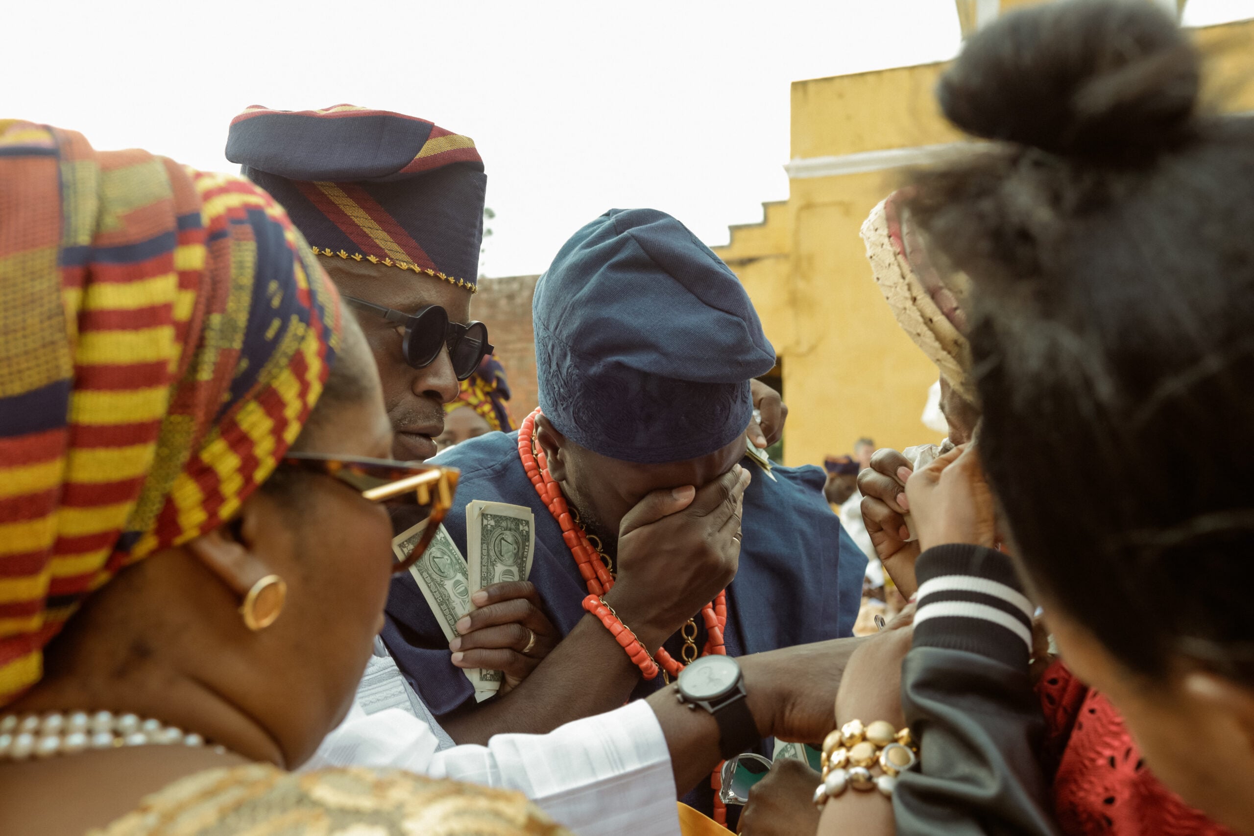 a colorful Nigerian wedding with lots of dancing