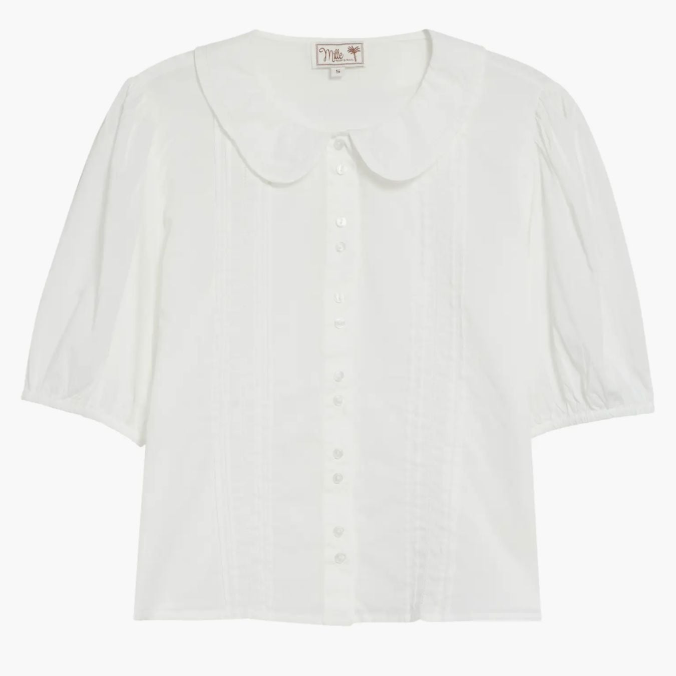 mille white lace blouse Peter Pan collar