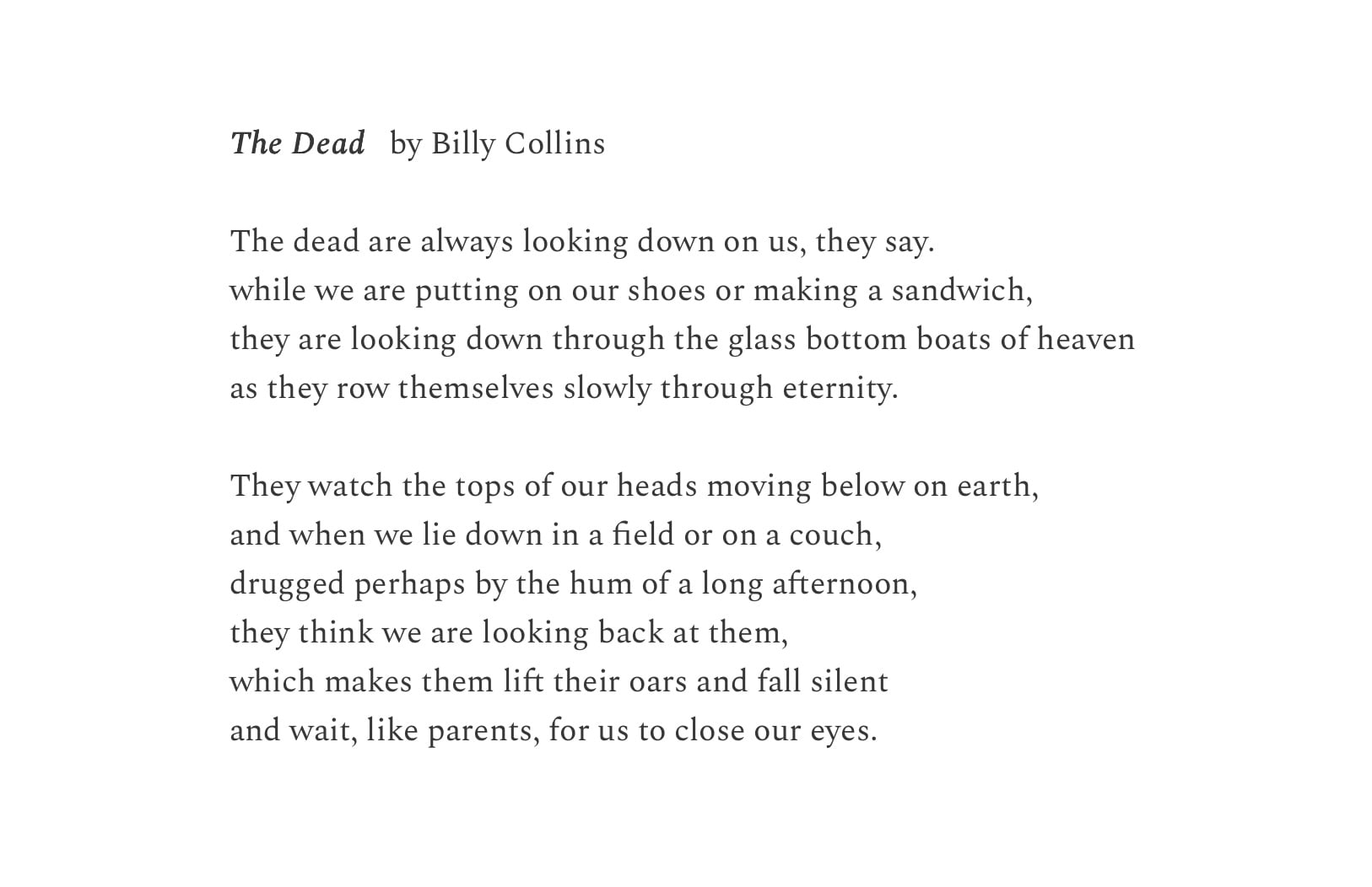 billy collins poem about death