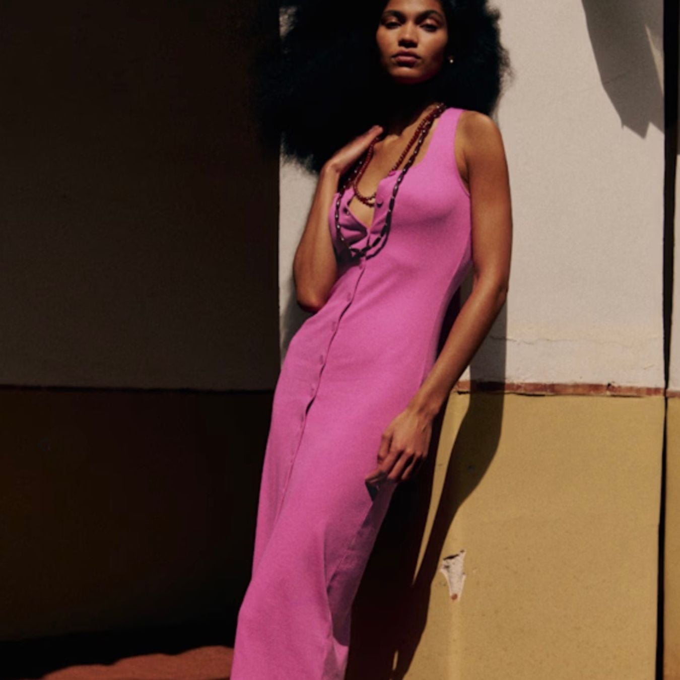 sezane pink tank dress