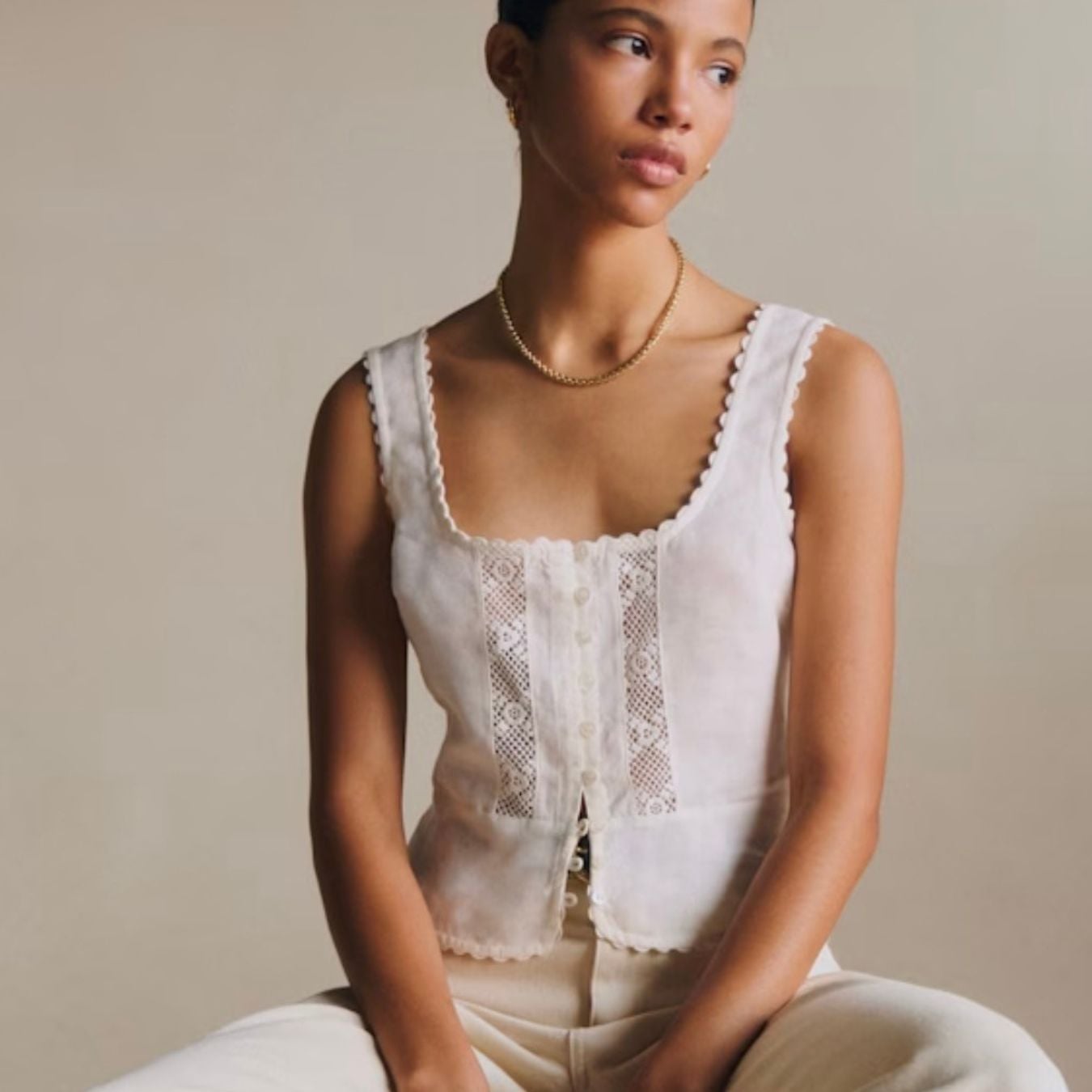 sezane white lace top