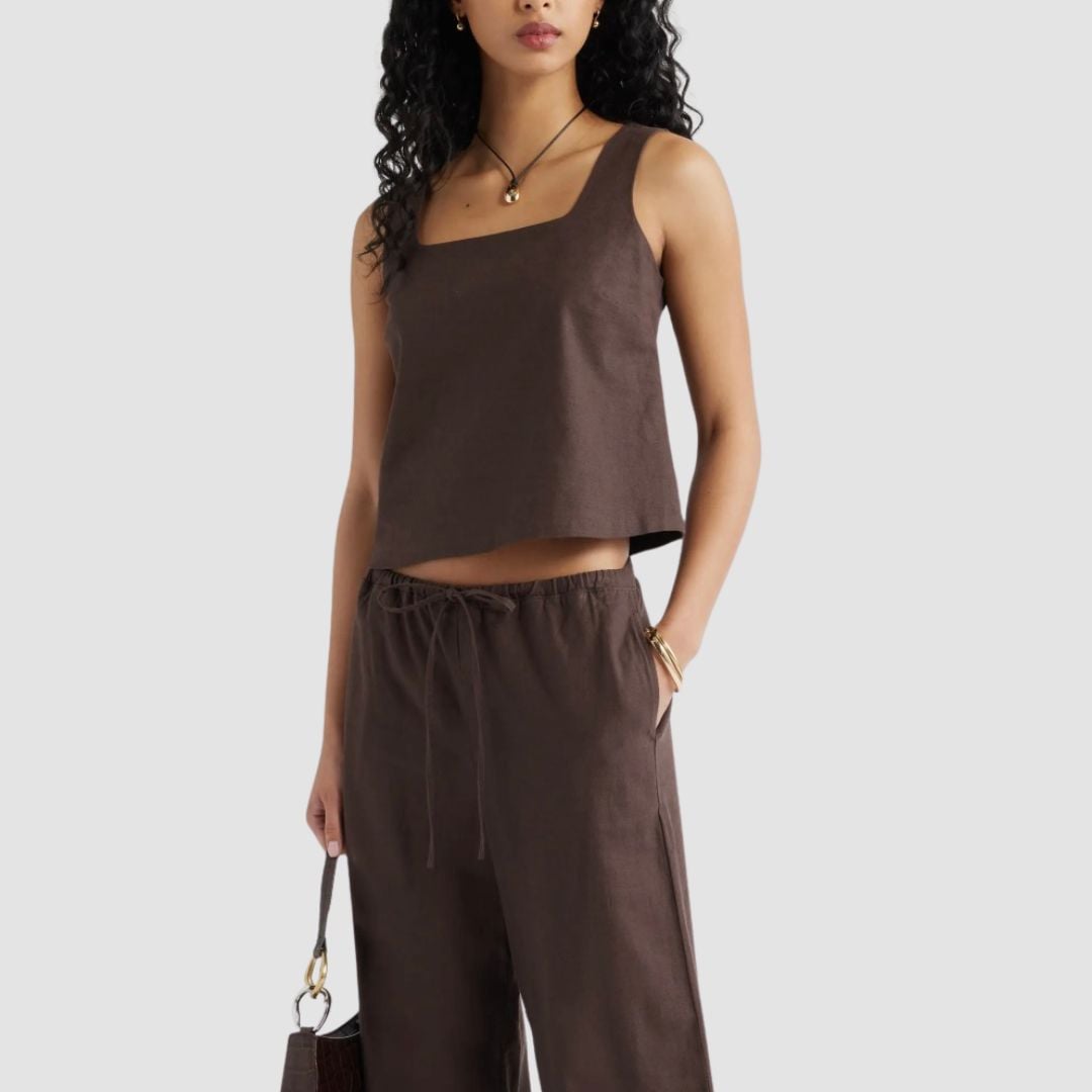 brown linen set