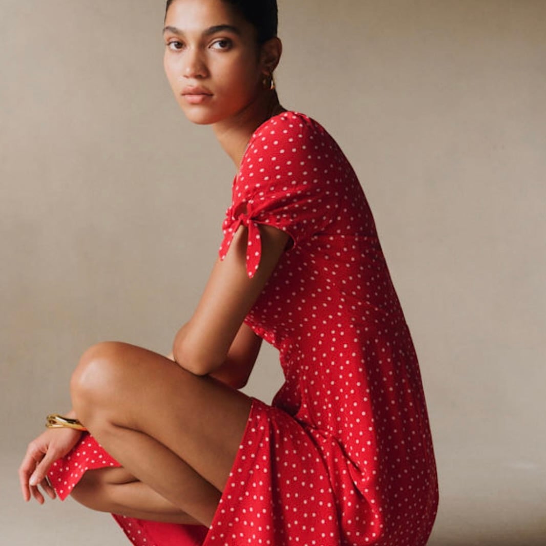 sezane red midi dress