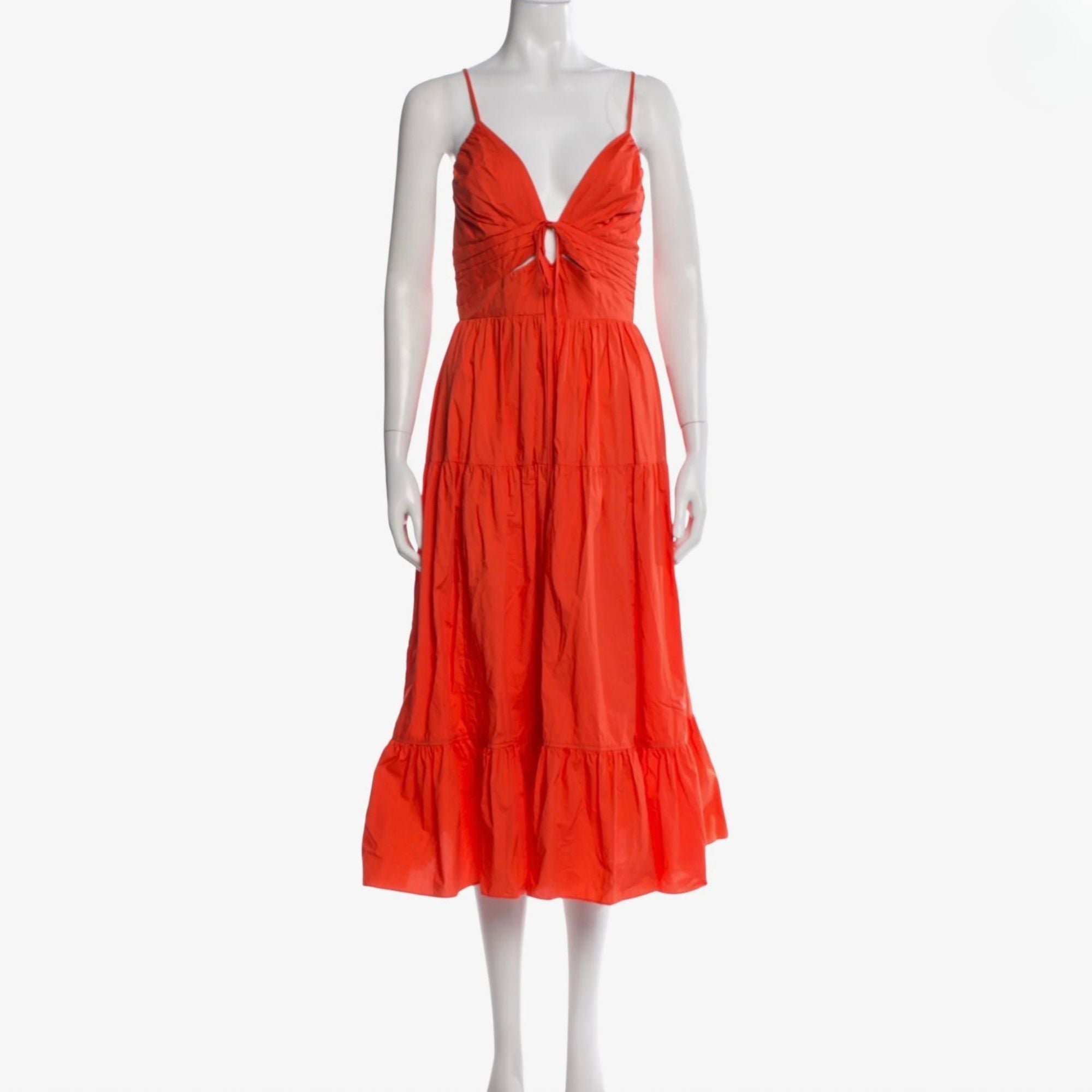 ulla johnson red ruffle midi dress