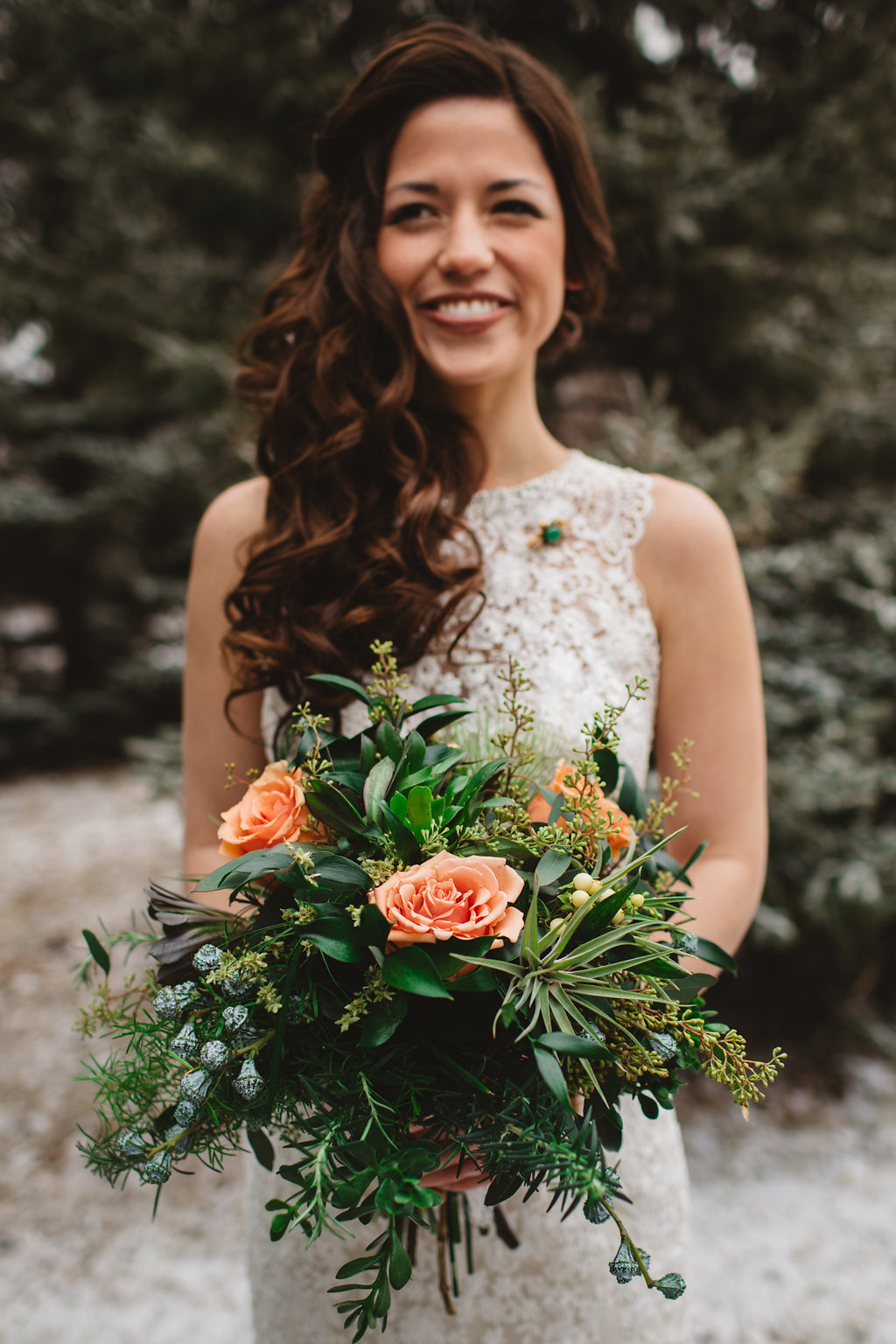 Wedding Hair Side-Swept Curls with a Front Twist