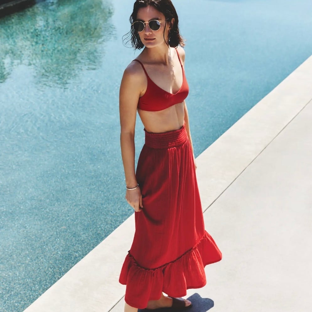 Red travel skirt