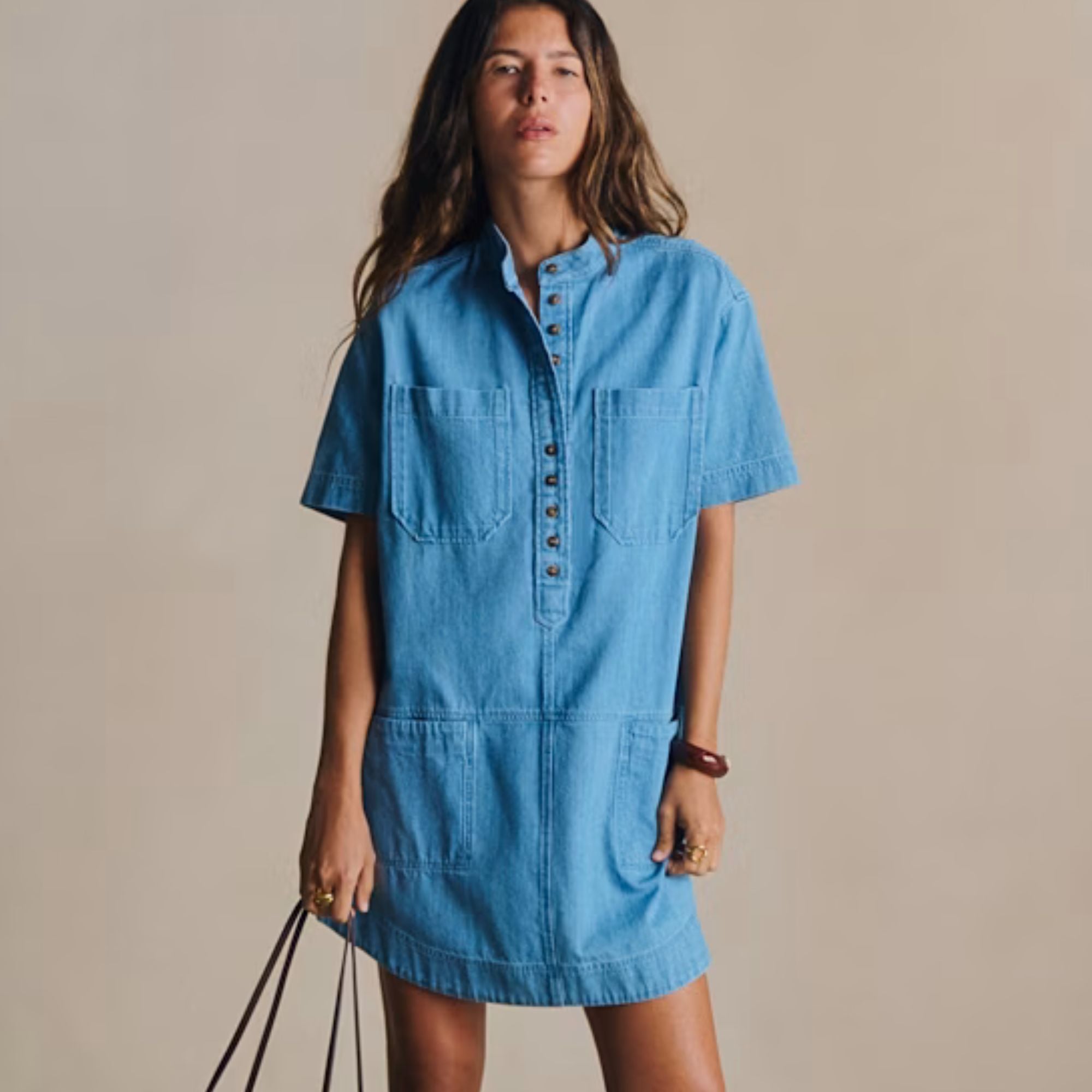 sezane denim travel dress