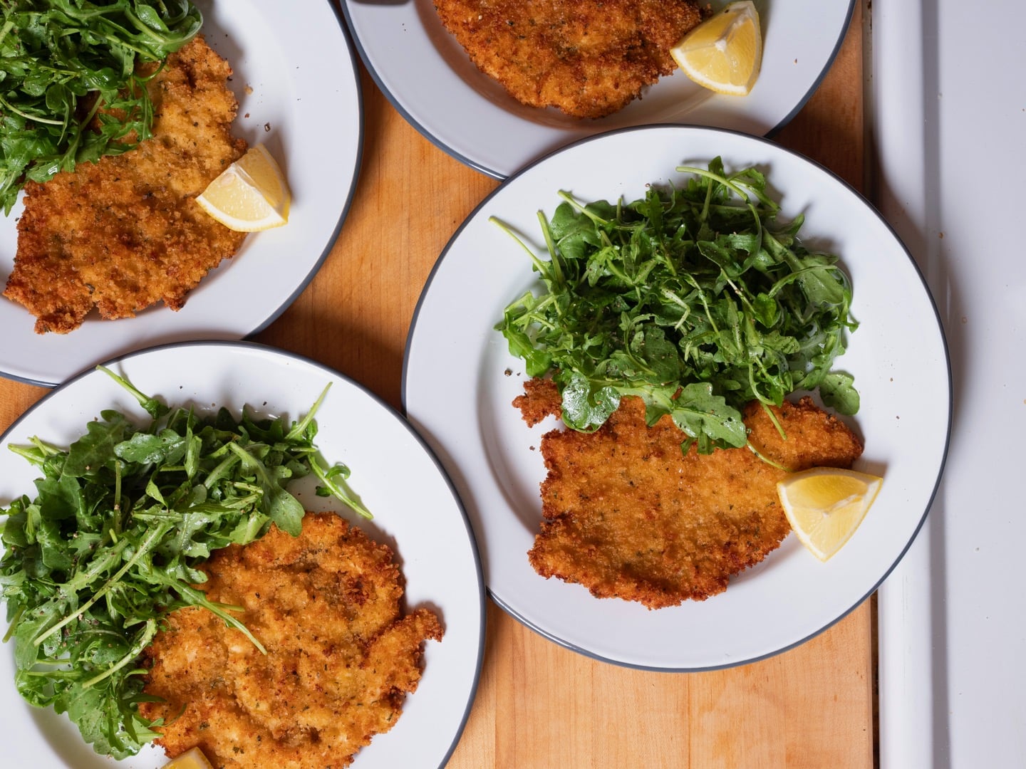 Crispy Chicken Cutlets With Arugula Salad